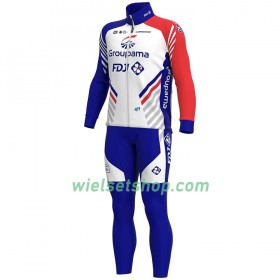 Fietskleding (Fietsshirt Lange Mouw + Lange Koersbroek) 2020 Groupama-FDJ N001